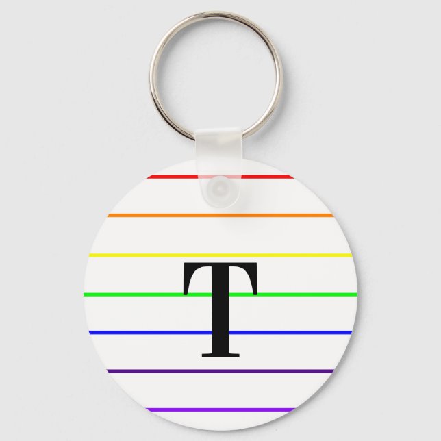 Monogram Rainbow Color Stripes Keychain (Front)