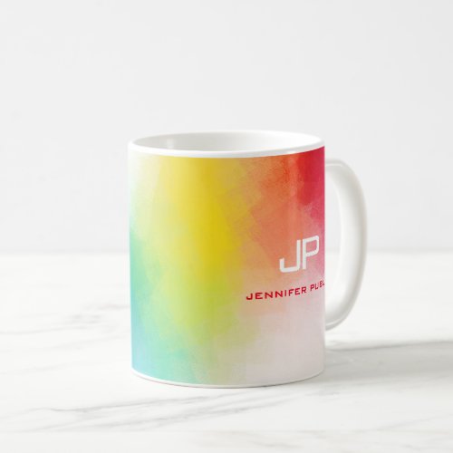 Monogram Rainbow Colors Colorful Abstract Art Coffee Mug