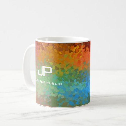 Monogram Rainbow Colors Colorful Abstract Coffee Mug