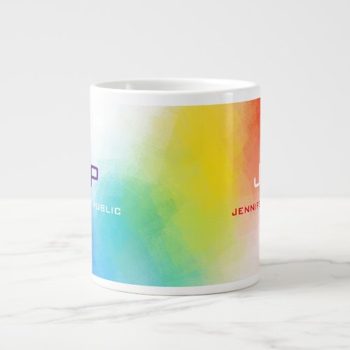 Monogram Rainbow Colors Colorful Abstract Template Giant Coffee Mug