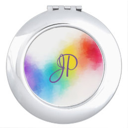 Monogram Rainbow Colors Colorful Template Compact Mirror