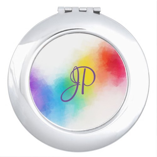 Monogram Rainbow Colors Colorful Template Compact Mirror