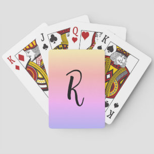 Monogram Rainbow Colors Personalized Poker Cards
