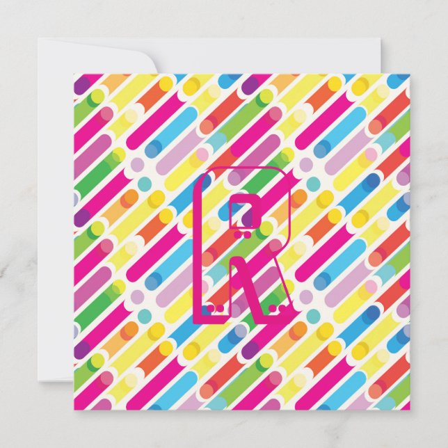 Monogram Rainbow Diagonal Lines Pattern Pop Art (Front)