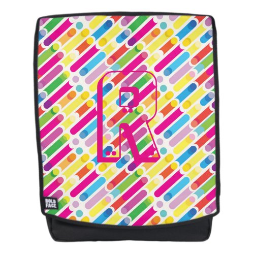 Monogram Rainbow Diagonal Lines Pattern Pop Art Backpack