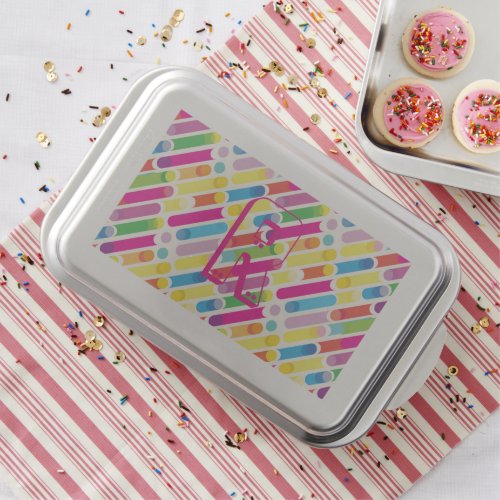 Monogram Rainbow Diagonal Lines Pattern Pop Art Cake Pan