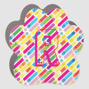 Monogram Rainbow Diagonal Lines Pattern Pop Art Car Magnet