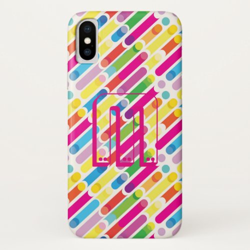 Monogram Rainbow Diagonal Lines Pattern Pop Art iPhone X Case