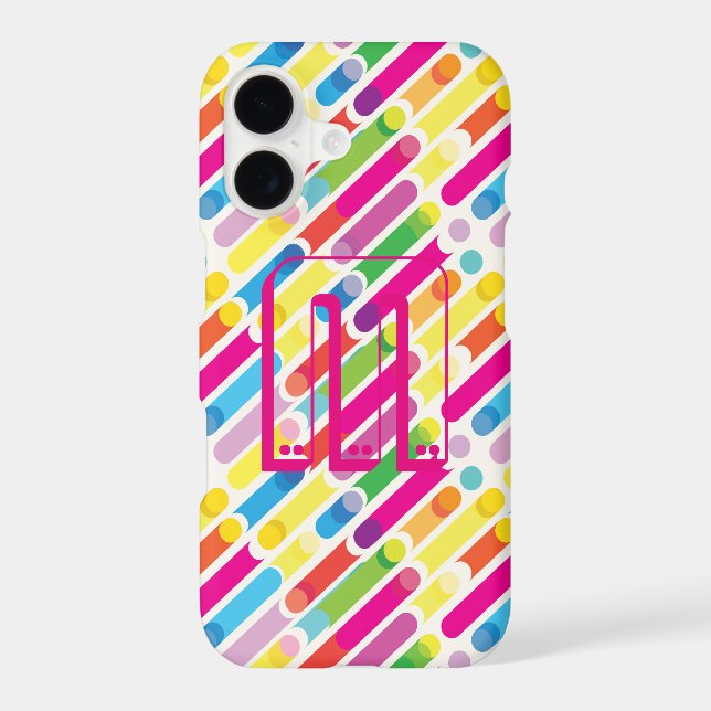 Monogram Rainbow Diagonal Lines Pattern Pop Art Case-Mate iPhone Case (Back)