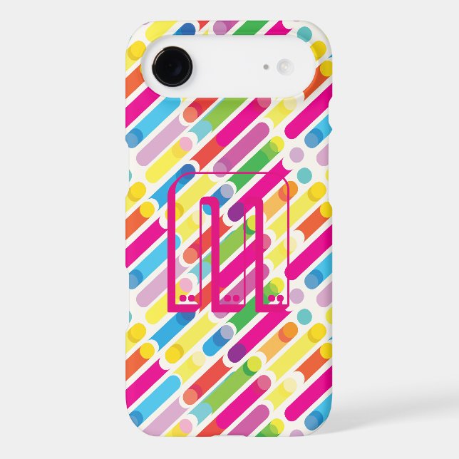 Monogram Rainbow Diagonal Lines Pattern Pop Art Case-Mate iPhone Case (Back)