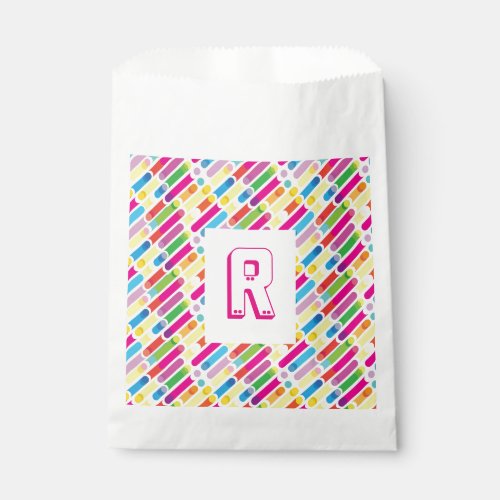 Monogram Rainbow Diagonal Lines Pattern Pop Art Favor Bag