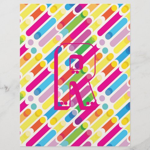 Monogram Rainbow Diagonal Lines Pattern Pop Art Flyer