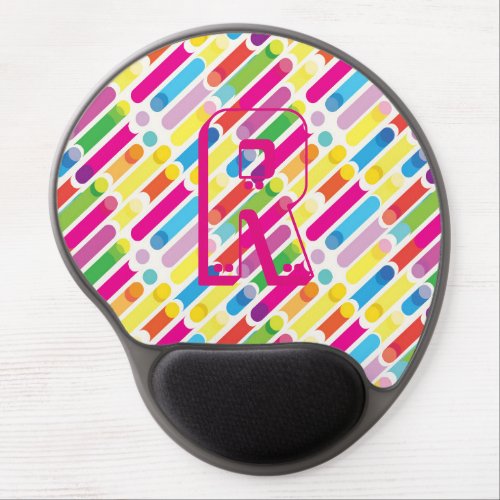 Monogram Rainbow Diagonal Lines Pattern Pop Art Gel Mouse Pad