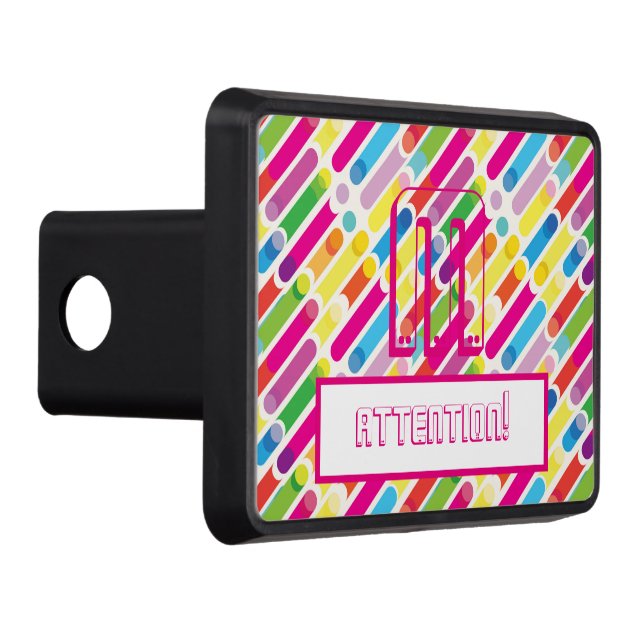 Monogram Rainbow Diagonal Lines Pattern Pop Art Hitch Cover (Right)