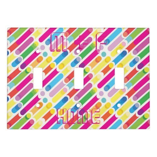 Monogram Rainbow Diagonal Lines Pattern Pop Art Light Switch Cover