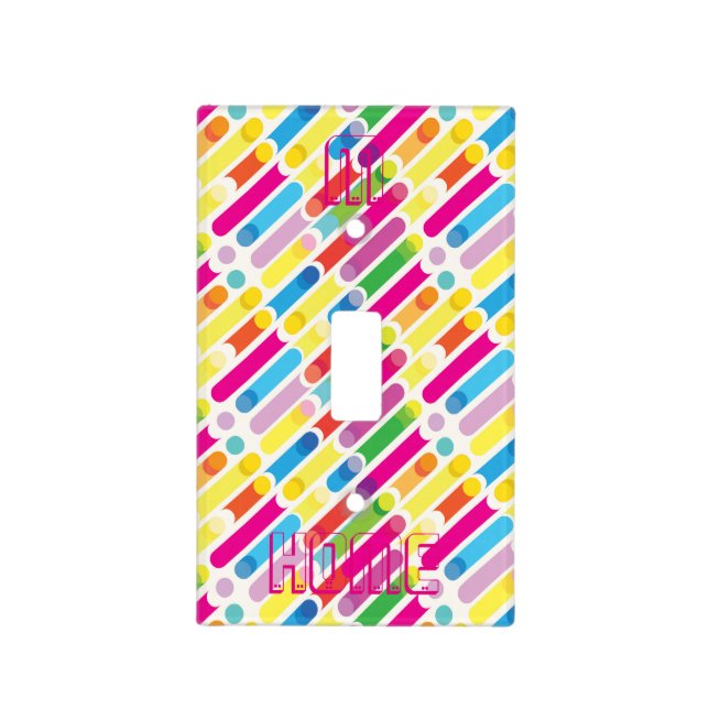 Monogram Rainbow Diagonal Lines Pattern Pop Art Light Switch Cover (Front)