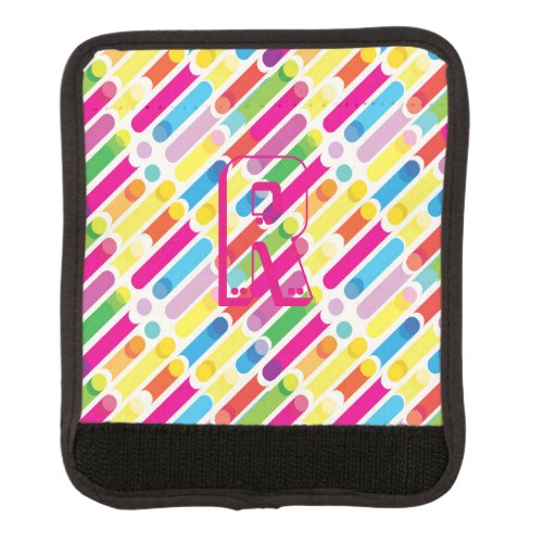 Monogram Rainbow Diagonal Lines Pattern Pop Art Luggage Handle Wrap