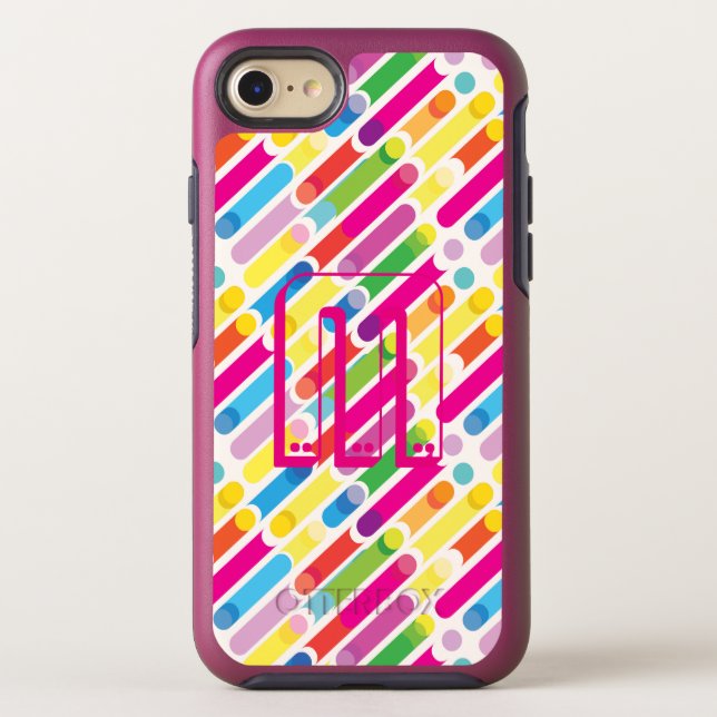 Monogram Rainbow Diagonal Lines Pattern Pop Art Otterbox iPhone Case (Back)