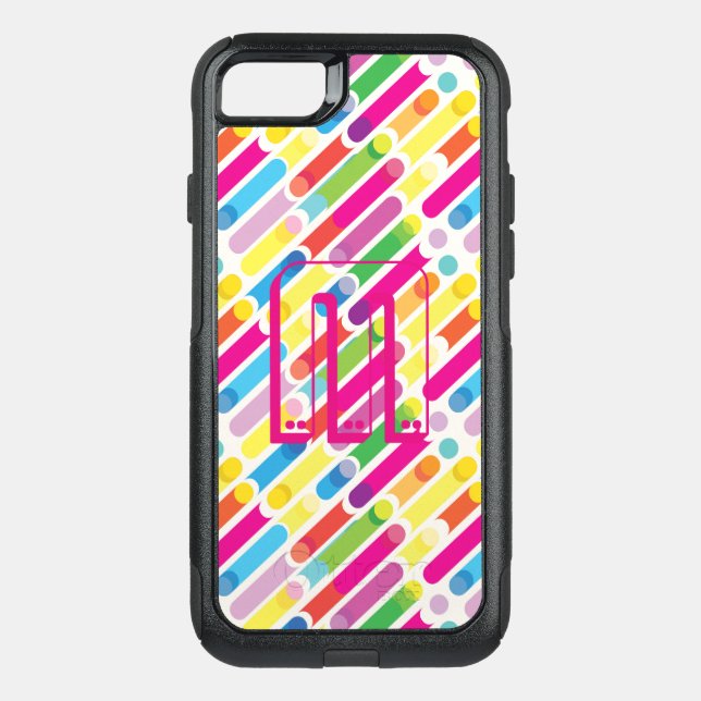 Monogram Rainbow Diagonal Lines Pattern Pop Art Otterbox iPhone Case (Back)