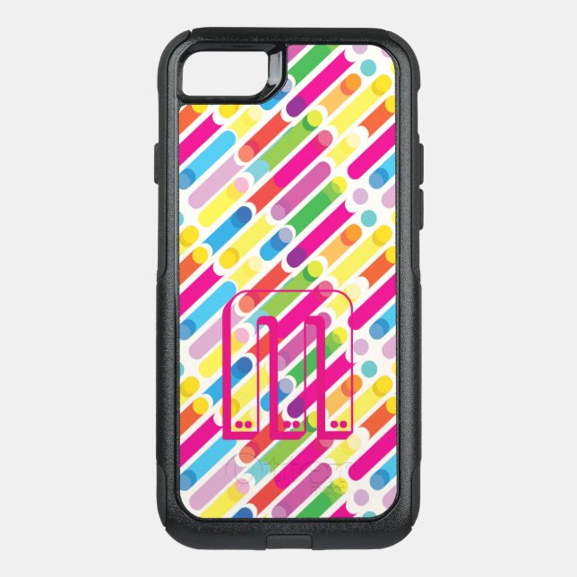 Monogram Rainbow Diagonal Lines Pattern Pop Art Otterbox iPhone Case (Back)