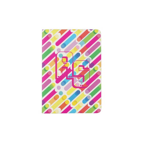 Monogram Rainbow Diagonal Lines Pattern Pop Art Passport Holder