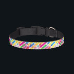 Monogram Rainbow Diagonal Lines Pattern Pop Art Pet Collar<br><div class="desc">Monogram Rainbow Diagonal Lines Pattern Pop Art Trendy Design For All Occasion,  Holiday,  Birthday Party,  Anniversary,  Travel - gifts and presents,  with Monogram text template. Summer Holiday. Red,  Blue,  Pink,  Yellow,  Violet,  Magenta,  Green - Abstract colors. Complimentary Art Christmas Black Friday 2023</div>