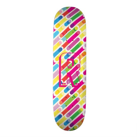 Monogram Rainbow Diagonal Lines Pattern Pop Art Skateboard | Zazzle.com