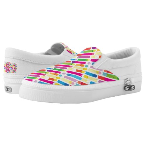 Monogram Rainbow Diagonal Lines Pattern Pop Art Slip_On Sneakers