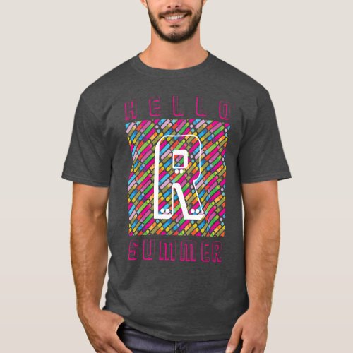 Monogram Rainbow Diagonal Lines Pattern Pop Art T_Shirt