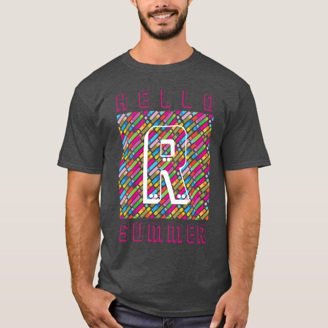 Monogram Rainbow Diagonal Lines Pattern Pop Art T-Shirt (Front)