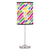 Monogram Rainbow Diagonal Lines Pattern Pop Art Table Lamp (Back)