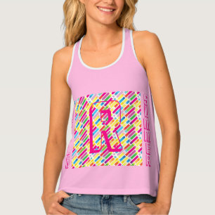 Monogram Rainbow Diagonal Lines Pattern Pop Art Tank Top