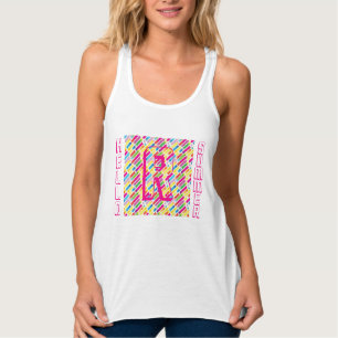 Monogram Rainbow Diagonal Lines Pattern Pop Art Tank Top