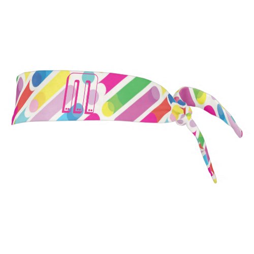 Monogram Rainbow Diagonal Lines Pattern Pop Art Tie Headband