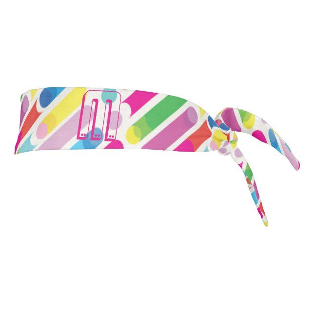 Monogram Rainbow Diagonal Lines Pattern Pop Art Tie Headband (Rotate 90)