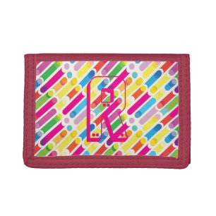 Monogram Rainbow Diagonal Lines Pattern Pop Art Trifold Wallet