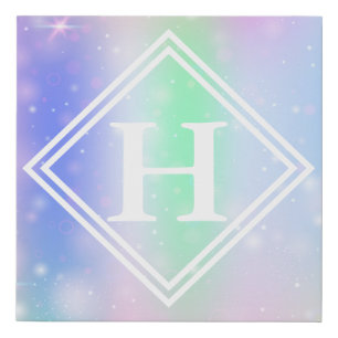 Monogram Rainbow Frame, Initial Faux Canvas