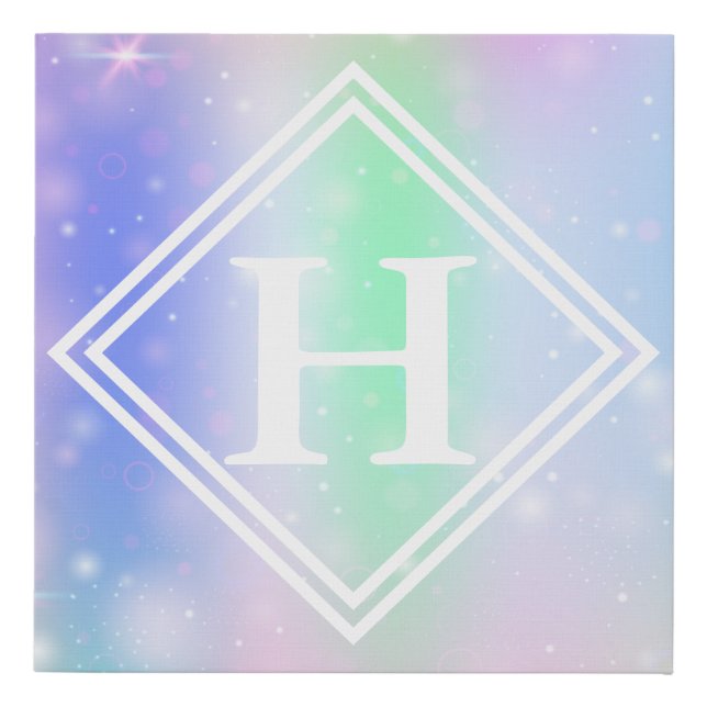 Monogram Rainbow Frame, Initial Faux Canvas (Front)