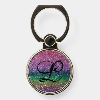 Monogram Rainbow Glitter Phone Ring Stand