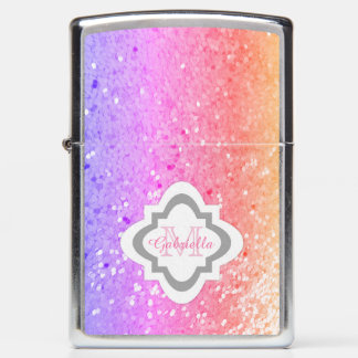 Monogram: Rainbow Glitter Zippo Lighter