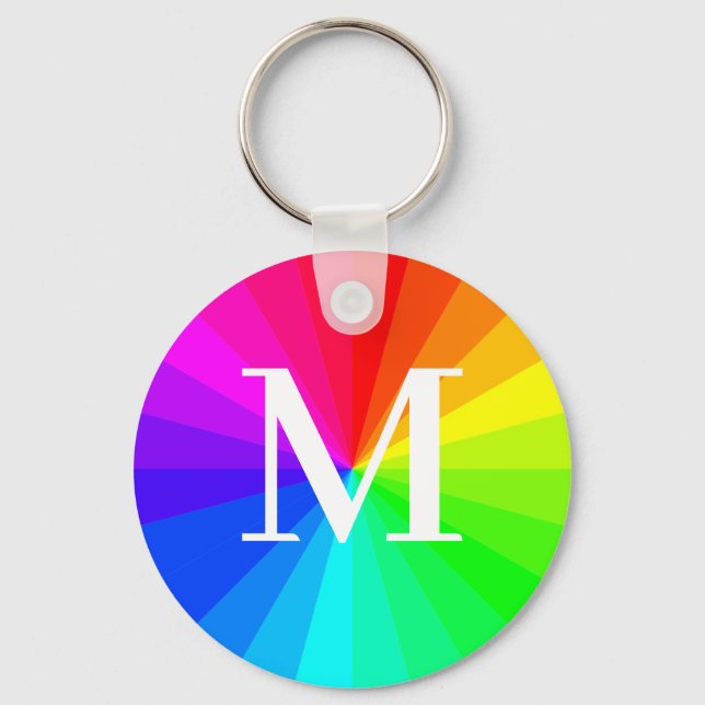 Monogram Rainbow LGBT Pride Gift Keychain (Front)