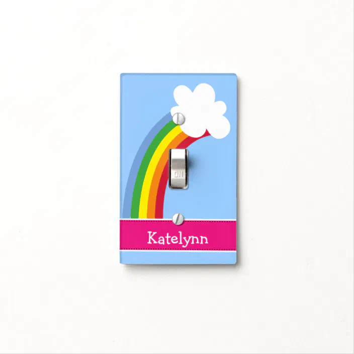 PERSONALIZED NEON RAINBOW ZEBRA LIGHT SWITCH PLATE COVER