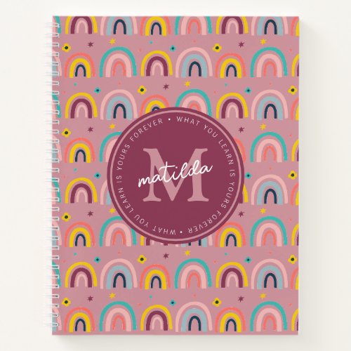 Monogram Rainbow Motivational Saying Notebook