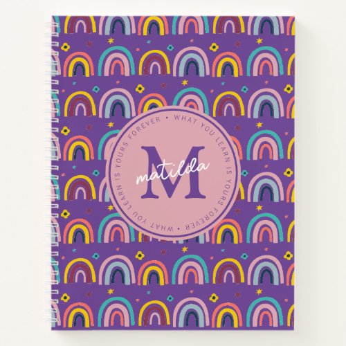 Monogram Rainbow Motivational Saying Notebook
