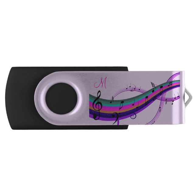 Monogram Rainbow Music Notes USB Flash Drive (Front)