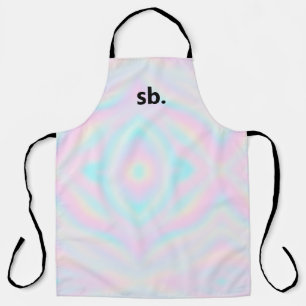 Monogram Rainbow Pastel Hologram Tie Dye Apron