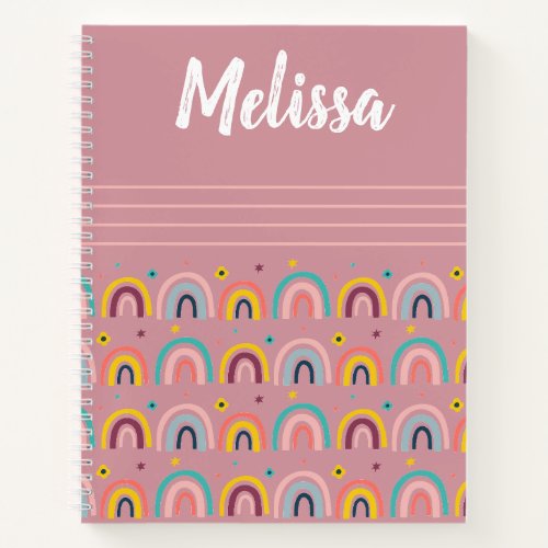 Monogram Rainbow Pink Graph Paper Notebook