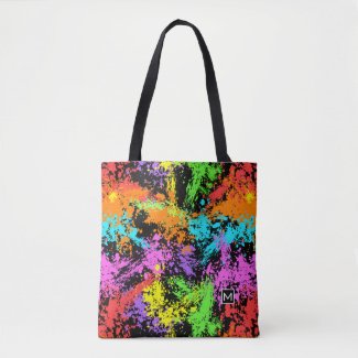 Monogram Rainbow Splatter Tote Bag