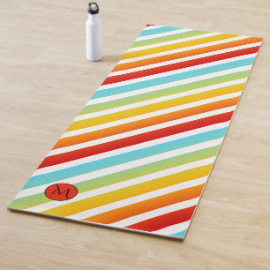 Monogram Rainbow Striped Personalized Yoga Mat