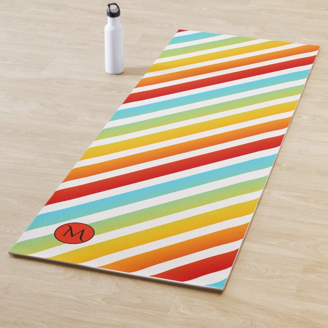 Monogram Rainbow Striped Personalized Yoga Mat (In Situ)